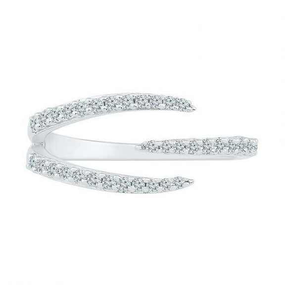 Triple Row Open Cuff Style Wedding Diamond Ring 1.8 Ct Diamond 14K White Gold Over