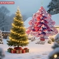 thumbnail image 4 of Vibrant Red & White Metal Hanging Christmas Tree Wind Spinner - Festive Garden Decoration with Layered Concentric Lines, 4 of 7