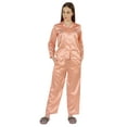 thumbnail image 5 of Moomaya Satin Nightwear Pajama Set For Womens Button Down Sleepwear Pj Set Soft Loungewear, 5 of 8