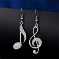thumbnail image 6 of Dainty Music Note Asymmetrical Dangle Hook Earrings for Women Crystal CZ G Clef Musical Drop Fake Huggie Hoops Earring, 6 of 6