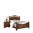 thumbnail image 5 of Miekor Furniture Formal Traditional Dark Cherry Color 1pc California King Size Bed Tufted Faux Leather Headboard Footboard Bedframe 82696, 5 of 7