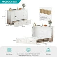 thumbnail image 3 of PUREMIND Queen Size Murphy Bed, Murphy Cabinet Bed with Storage Drawer and Charging Port for Bedroom/Office/Guest Room, No Mattress, White Style 3, 3 of 7