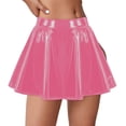 thumbnail image 4 of Puliio Women's Patent Leather Pleated Mini Skirt High Waist A-Line Night Out Party Skirts, 4 of 4