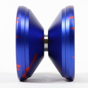 MAGICYOYO Locus V6S Yo-Yo - Aluminum Responsive / Unresponsive Fingerspin YoYo (Dark Blue with Red Splash)