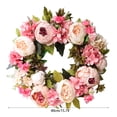 thumbnail image 3 of 16in Peony Wreath Artificial Flower Door Wreath with Green Leaves Spring Wreath, 3 of 14