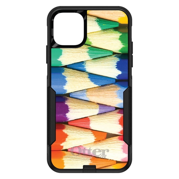 DistinctInk OtterBox Commuter Custom Case for Apple iPhone 15 (6.1" Screen) - Rainbow Art Supplies - Lightweight Grip