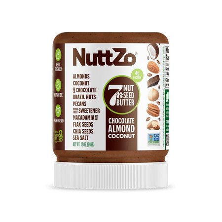 NuttZo, Dark Chocolate Almond Coconut 7 Nut & Seed Butter, Plant-Based, No Palm Oil,12 oz Jar