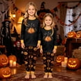 thumbnail image 5 of HTHLVMD Print Pjs, Top Bottom Sleepwear, Halloween Big Bow Pumpkin Chest Print Allover Pumpkin Star Family Matching Pajamas Set, Long Sleeve Crew Neck 2 Piece Loungewear, 7 Years, 5 of 5