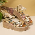 thumbnail image 4 of Up to 25% off Women's Sandals, Xunlbb Women's Fashion Casual Summer New Style Fish Mouth Solid Color Wedge Heel Large Size Sandals(Gold,Size:36), 4 of 9