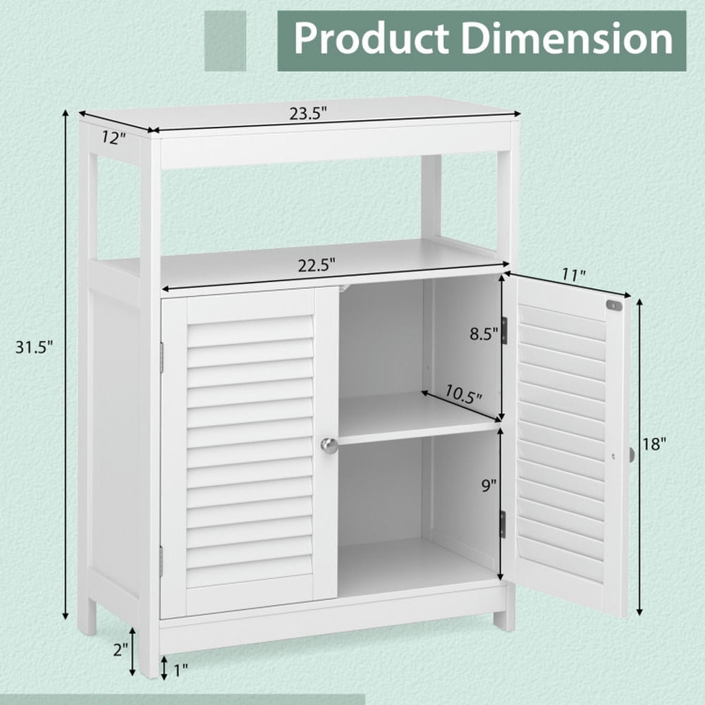 Finihen Bathroom Storage Cabinet, Bathroom Floor Cabinet, Freestanding Bathroom Floor Cabinet with Double Shutter Doors, for Bathroom, Living Room, Bedroom, Kitchen, White Finihen Bathroom Storage Cabinet, Bathroom Floor Cabinet, Freestanding Bathroom Floor Cabinet with Double Shutter Doors, for Bathroom, Living Room, Bedroom, Kitchen, White