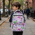 thumbnail image 4 of HUIACONG Purple Magic Dinosaur School Backpack for Kids Age 5-16, Water Resistant Bookbag with Adjustable Cushioned Straps, Multi Pockets Sturdy Lightweight Daypack for School & Outdoor Trips, 4 of 7