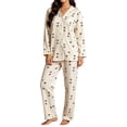 thumbnail image 2 of Naittoop Womens Pajama Set Long Sleeve Button Down 2 Piece Heart Print Sleepwear Cute Shirt Long Pants Matching Sets, 2 of 5