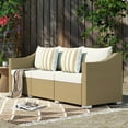thumbnail image 3 of Resenkos 3 Seater Patio Couch, Outdoor Sectional Furniture, PE Rattan, White, 3 of 11