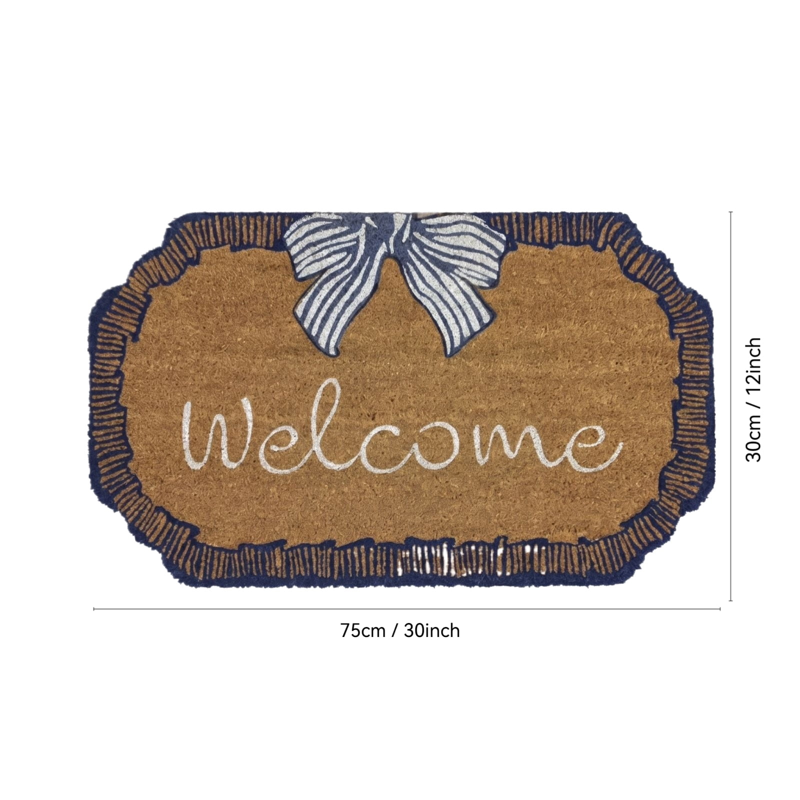 Lumifun Bow Welcome Coir Doormat 30 x 12 inch, Non-Slip Outdoor Entryway Rug, Durable Coconut Fiber Mat for Front Door, Porch, Patio, Farmhouse & Coastal Home Decor