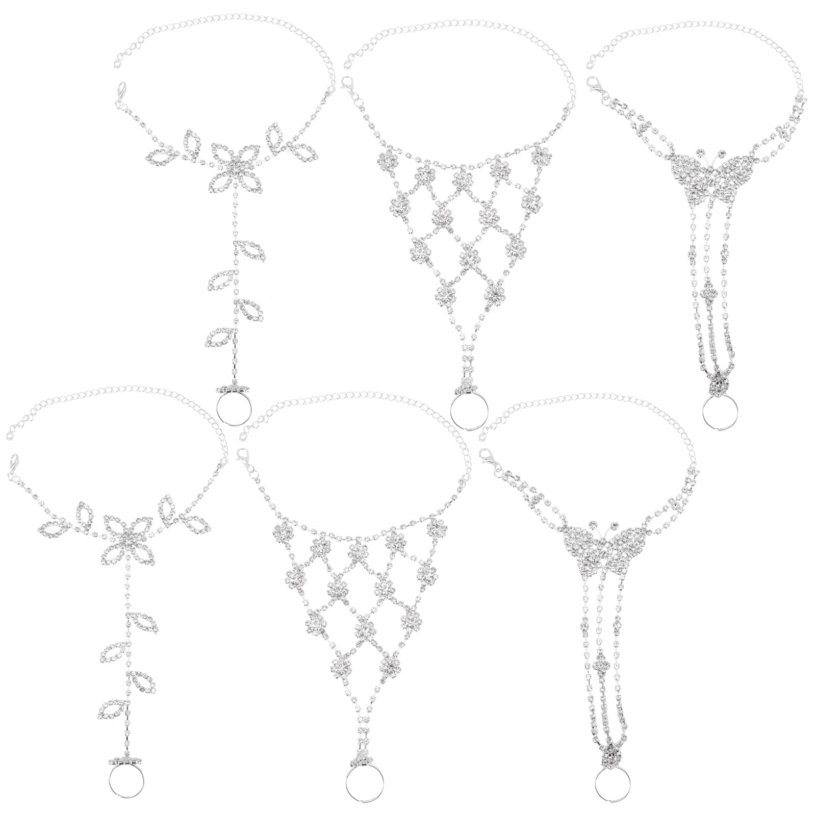 6pcs Rhinestone Feet Jewelry Barefoot Sandals Rhinestone Ankle Chains