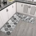 thumbnail image 2 of Black and White Geometric Quatrefoil Pattern Kitchen Rugs Sets Of 2,Anti Fatigue Kitchen Mat Rugs Non Slip Washable,Decorative Kitchen Floor Mats for Kitchen,Sink,Laundry,17"x30"+17"x47", 2 of 7