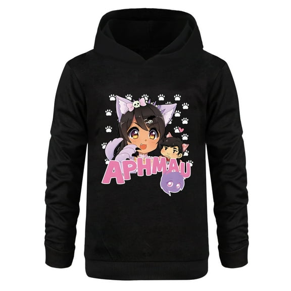 Girls Pullover Hoodie Aphmaus Kids Long Sleeve Sweatshirts Kawaii Cartoon Hooded Shirt Casual Jumper Sport School Anime Gift 4-13 Years