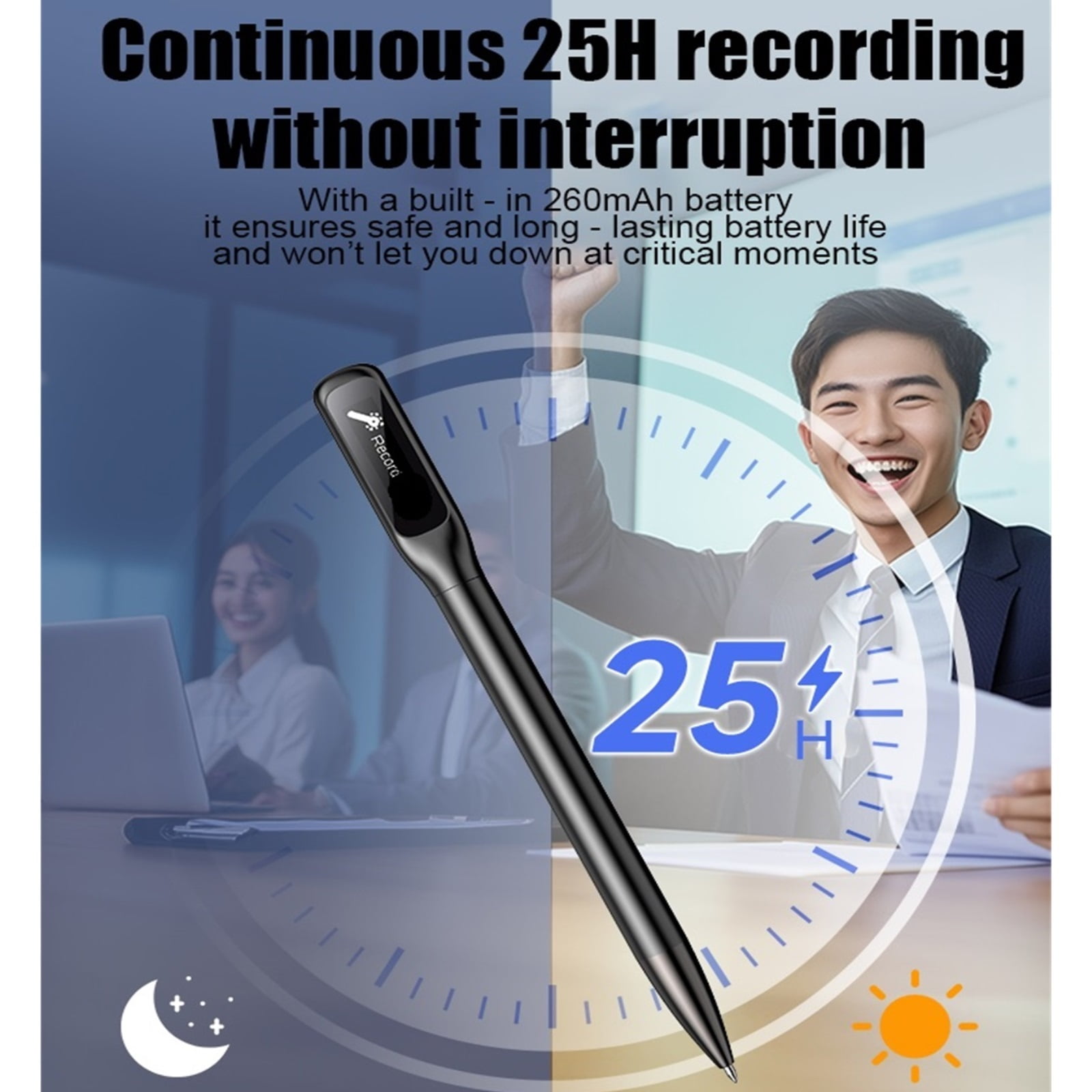 Shaped Voice Recorder, Voice OLED Screen, Direct - to Phone for Transfer/Store/Text, Meeting
