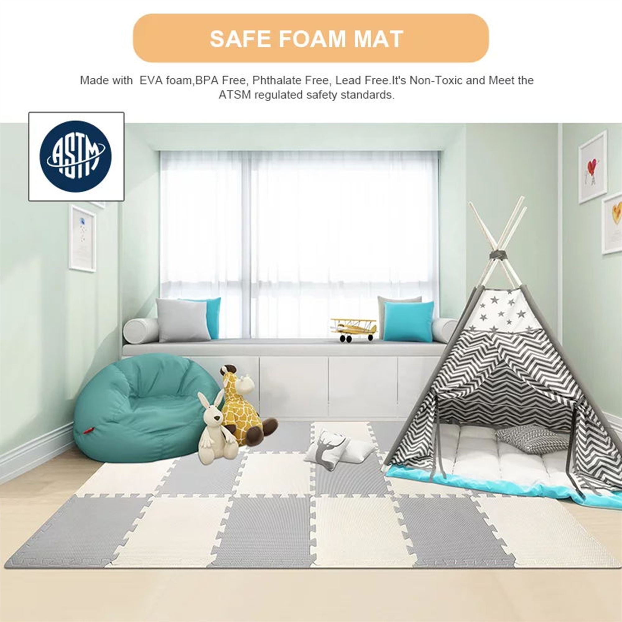 Tapis De Jeu En Mousse Pour Bébé – Étanche, Antidérapant, Réversible, Pliable, Pour Temps Sur Le Ventre Et Ramper - 9
