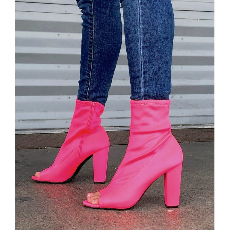 Bamboo fashion chunky heel boots