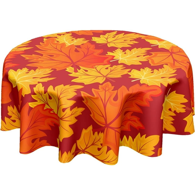 Nappe Feuilles d'Érable d'Automne 60 Pouces Ronde Nappe Circulaire d'Automne Récolte Nappes Imperméables pour Cuisine Dîner Pique-Nique des Fêtes Fête Décoration de Fête Intérieure Extérieure