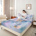 thumbnail image 4 of Homewish 4-Piece Queen Sheet Set, Teal Purple Ombre Butterflies, Cozy Kids Bedding, 4 of 7
