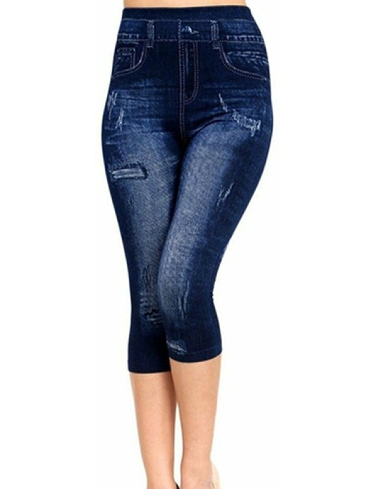 Fashion Women Print Capri Jeggings High 