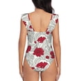 thumbnail image 5 of Disketp Leaves PrintWomen's Ruffled One Piece Swimsuit V Neck-XX-Large, 5 of 8