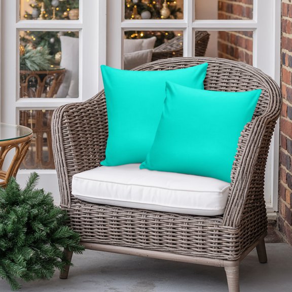 Outdoor Pillow Covers Pack of 2, Modern Turquoise Waterproof Throw Pillowcase Cushion Cases, Minimalist Solid Color Decorative Pillow Cover for Couch Sofa Home Bed Patio 16x16in