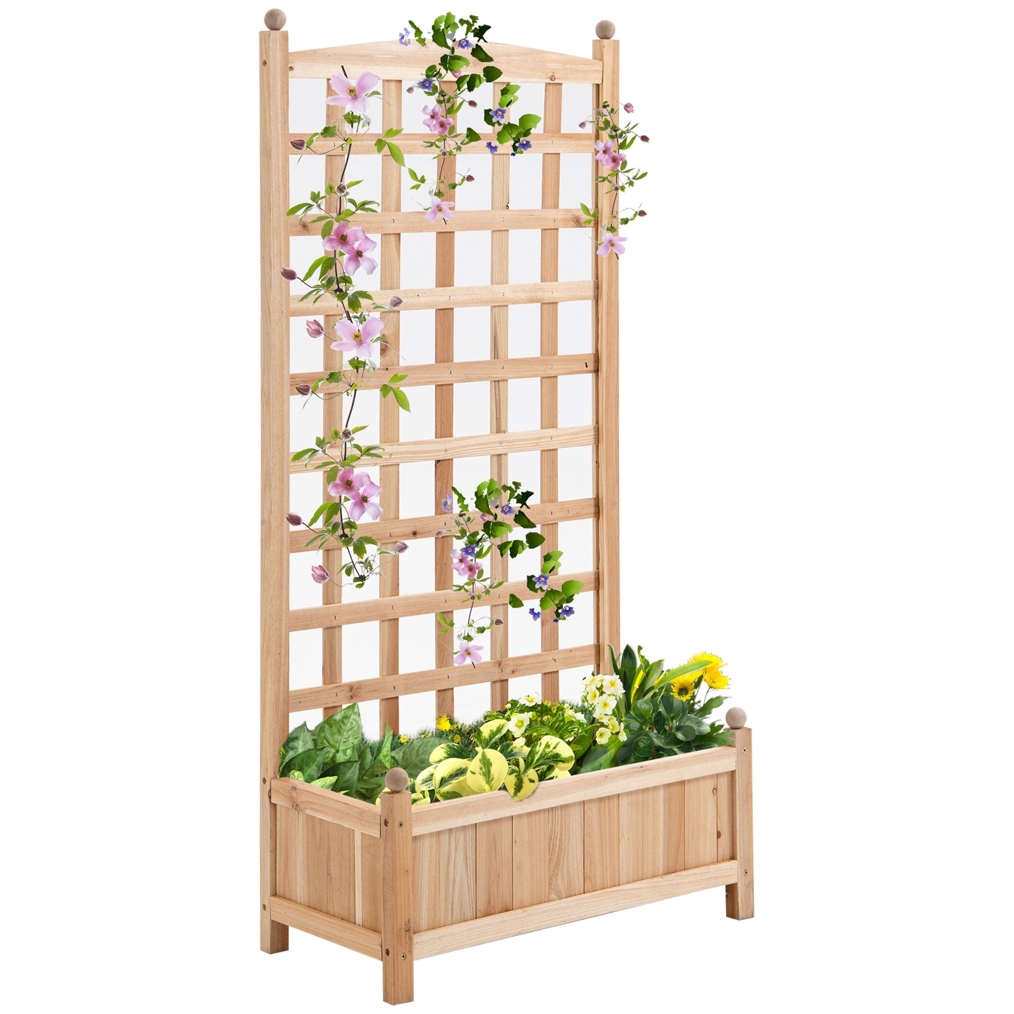 Flower Shelf Wooden Raised Garden Bed, Outdoor Planter Box