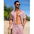 thumbnail image 3 of COOFANDY Men's Summer Short Sets Vacation Outfit Casual Button Down Shirt Beach Wedding Attire, 3 of 6