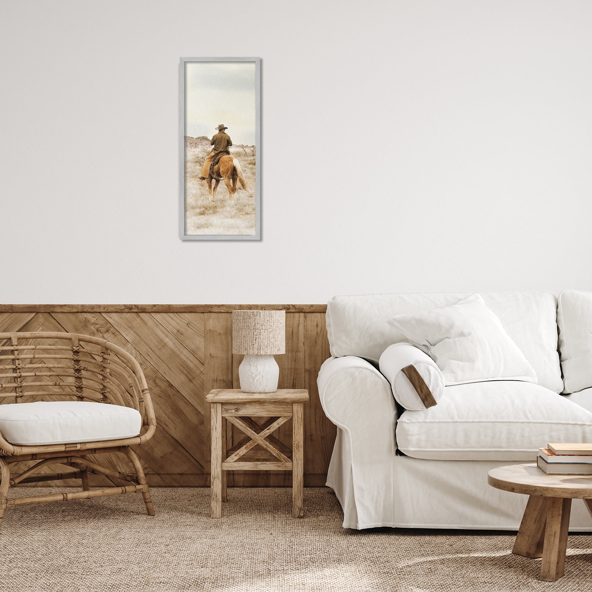 Stupell Industries Wild Wrangling Cowboy Gray Framed Giclee Art, design by Marcus Prime