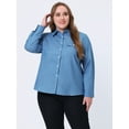 thumbnail image 3 of GRACE & GRANDEUR Chemise Décontractée en Denim pour Femme Grande Taille à Manches Longues à Col Pointu 4X Bleu Denim, 3 of 5