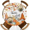 thumbnail image 4 of Maple Leaf Gnome Round Fitted Tablecloth with Elastic Edged, Autumn Thanksgiving Fitted Circle Tables Cover Wipeable Waterproof Table Cloth for Indoor Outdoor Use Tabletop Decor Farmhouse Pumpkin, 4 of 4