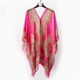 thumbnail image 4 of harmtty Women Scarf Poncho Cashew Flower Print Chiffon Vintage Anti-sun Bikini Cover Up for Beach,Red, 4 of 7