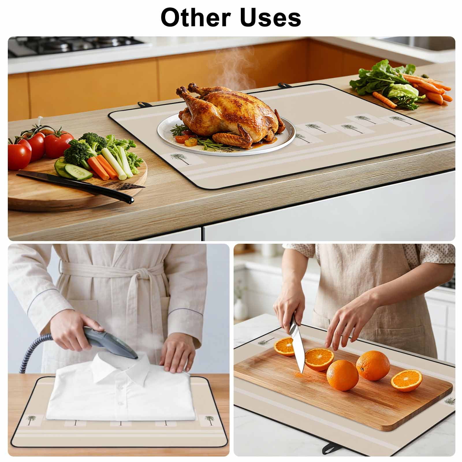 Tropical Palm Trees Stove Top Cover for Electric Stove, Heat-proof & Non Slip Glass Top Stove Cover Protector, Beach Coastal Plants Kitchen Flat Cooktop Rubber Mat 24x21 Inches