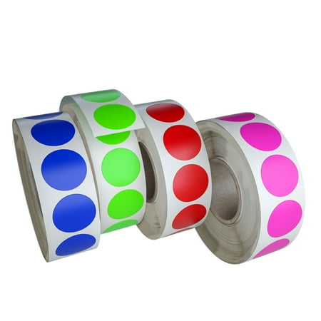 Circle Glitter Stickers Circle Dots Stickers Label Rolls in 4 Assorted Colors - Round Colored Label Sticker for Inventory Labeling 19mm - 4200 Pack by Royal Green ()