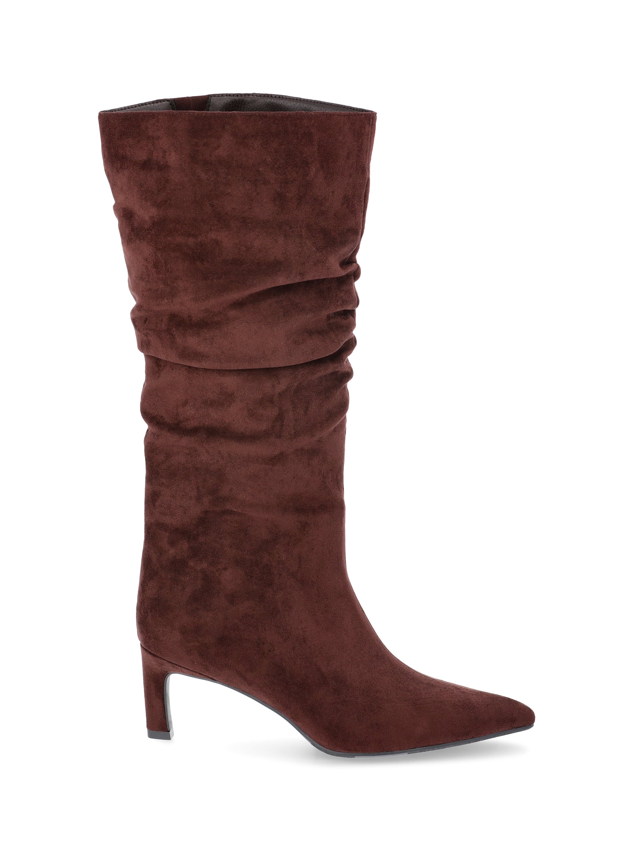 Time and Tru Women's Faux Suede Slouch Boots with Kitten Heels, Wide Width Available