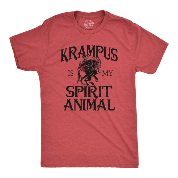Mens Krampus Is My Spirit Animal T Shirt Funny Xmas Saint Nicholas Folklore Tee for Guys Graphic Tees