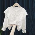 thumbnail image 2 of REDARER Kids Girls Long Sleeve Party Blouses Kids Elegant Ruffled Button Down Shirts School Tops,Size:9-10 Years, 2 of 3