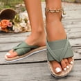 thumbnail image 4 of Rokment Women's Straw Flip Flops Flat Slides Sandals Bohemian Beach Stylish Casual Dress Slip on Lightweight Comfortable Walking Slippers Summer Green Size 6, 4 of 7