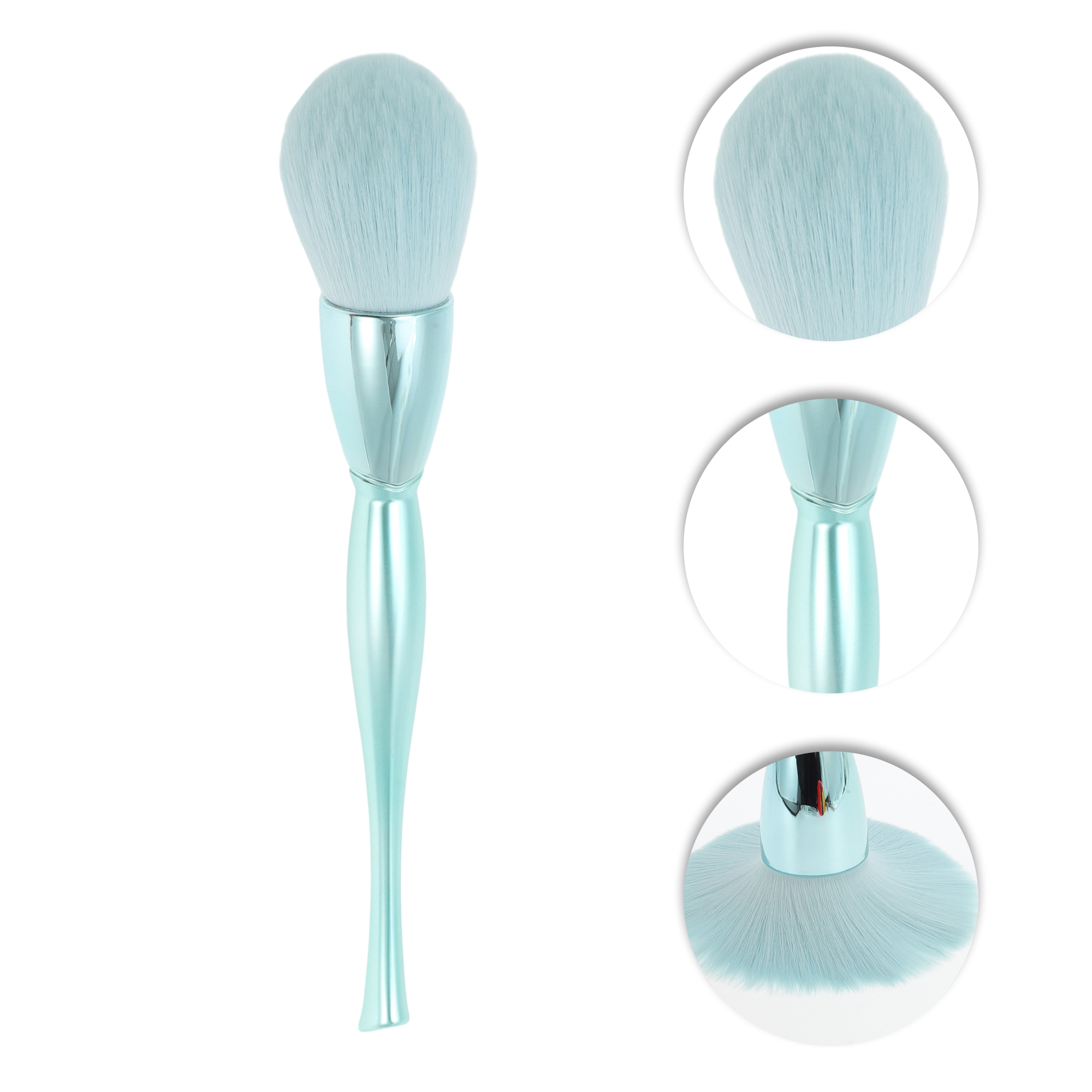 Unique Bargains 1 Pc Fluffy Makeup Brush for Daily Makeup Application Blue