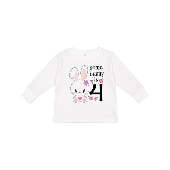 Inktastic Somebunny is Four 4th Birthday Bunny Boys or Girls Long Sleeve Toddler T-Shirt