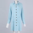 thumbnail image 4 of XDZJLR Women's Dresses Comfortable New Solid Color Button Mid Length Long Sleeve Loose Shirt Dress, 4 of 7