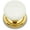Polished Brass / White, variant on Rk International CK 312 Porcelain 1-1/4" Round Classic Flat Mushroom Cabinet Knob - White