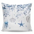 thumbnail image 2 of Blue Coastal Throw Pillow Covers, Soft Pillowcases with Invisible Zipper, Summer Eucalyptus Leaves Beach Ocean Starfish Nautical Pillow Cushion Covers for Living Room Couch Sofa Bed 16x16 Inches, 2 of 8