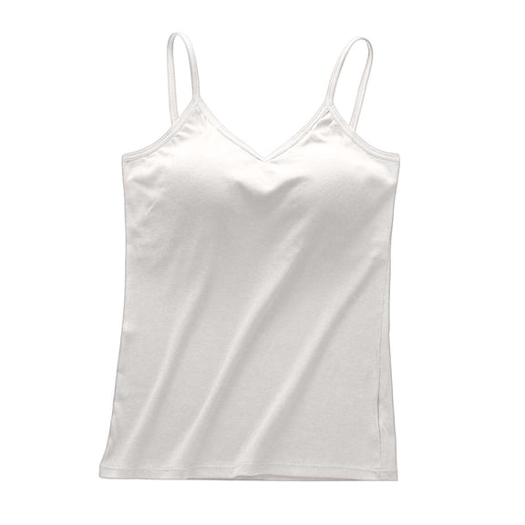 JGGSPWM Women Tank Top With Chest Pad Backless Breathable Stretchable Camisoles Sleeveless Solid Casual Summer Regular Tank Tops White S