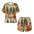 thumbnail image 4 of Picia Holiday Christmas Stars Pajamas Sets for Women Soft Short-Sleeved Pjs with Lounge Shorts Two Piece Sleepwear-Small, 4 of 9