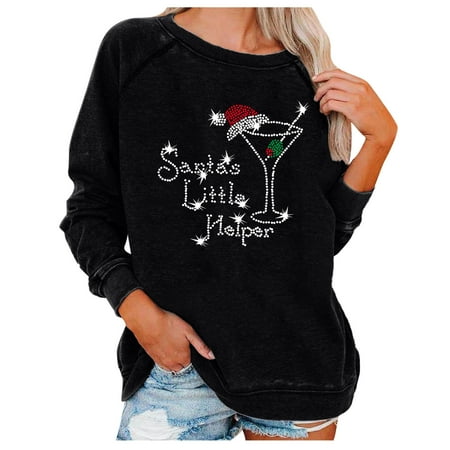 

Christmas Sweater Womens Crew Neck Loungewear Nightgowns Long Sleeve Christmas Print Fall Fleece Tops Women Shirts and Blouses Ladies Tops Elegant Small Surprise Present 6-10 Days Delivery