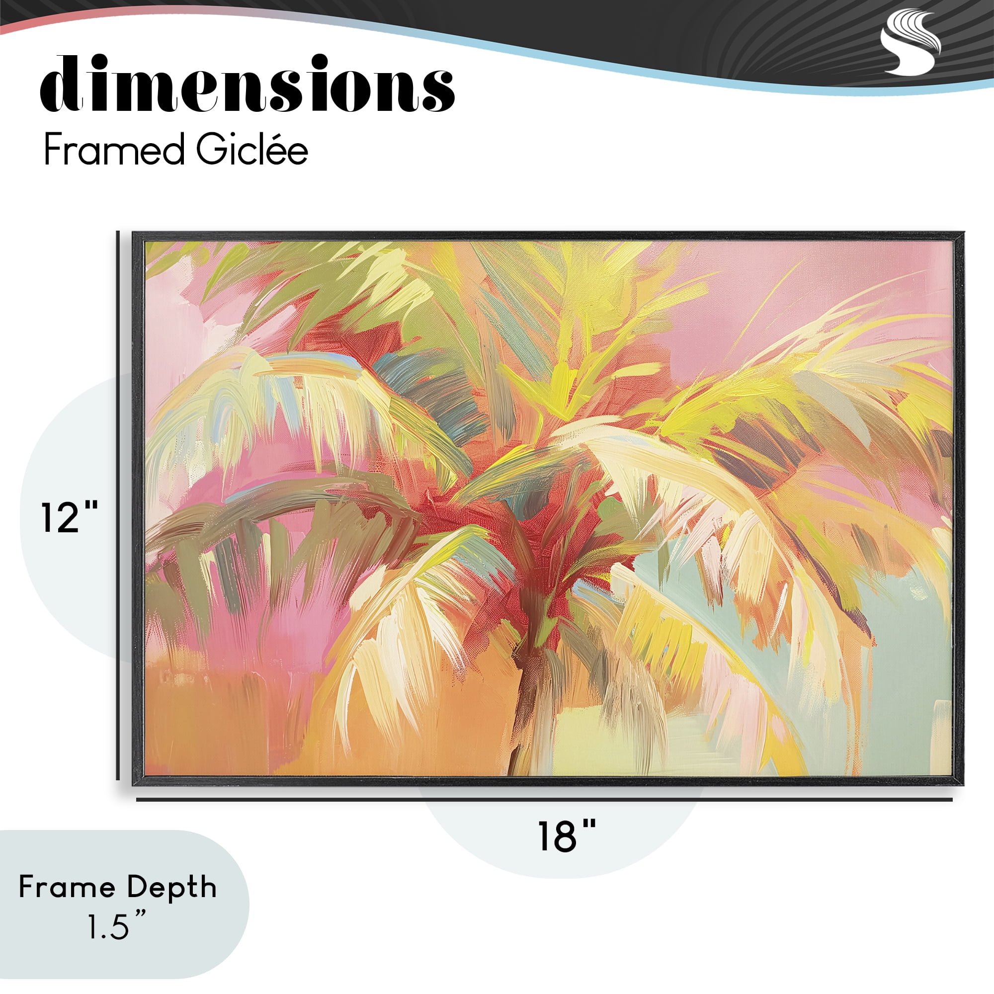 Stupell Industries Warm Palm Leaf Impressions Black Framed Giclee Art, design by Jacky Ngan